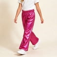 thumbnail image 5 of WAVSUF Girls Flare Pants Soft Comfort Lightweight Elastic Waist Fall Casual Party Trendy Pants Pink 7-8, 5 of 5