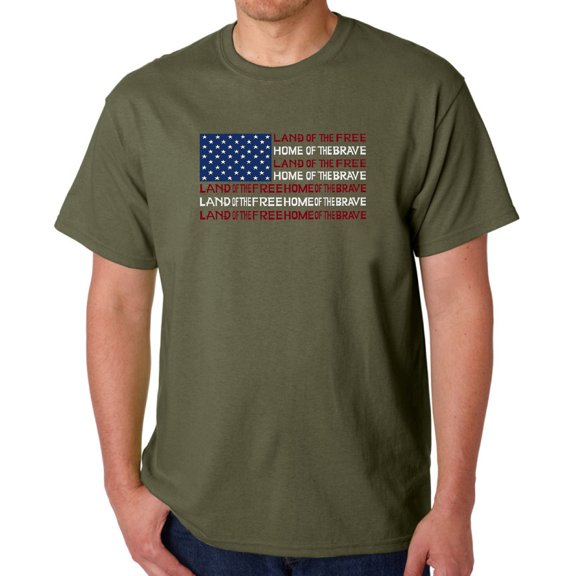 Men's Word Art T-shirt - Land of the Free American Flag