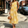 thumbnail image 2 of Tqcoqu Womens Summer Boho A-Line Maxi Dress Casual Color Block Sundress Sleeveless Beach Vacation Coverups, 2 of 5