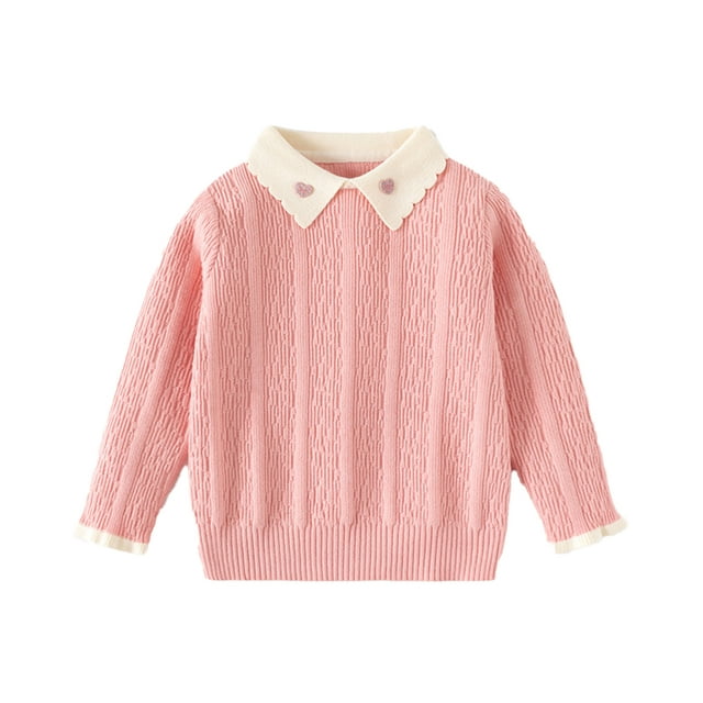 Beautyzll Toddler Knit Sweater for Girls 4-10T Kids Long Sleeve Pullover Cotton Sweaters