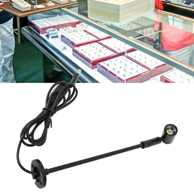 Pyhodi Standing Cabinet Spotlight, Aluminium 360 Rotatable LED Jewelry Display Spotlight, Adjustable Standing USB Powered, for Arts Painting Plants Jewelry Cabinet