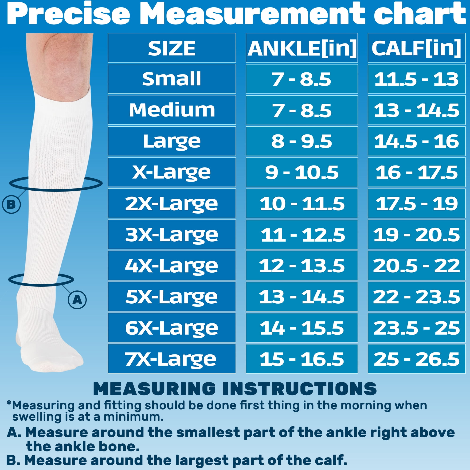 Absolute Support Made in USA Men Compression Knee High 20-30mmHg White, X-Lagge