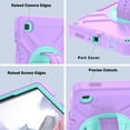 thumbnail image 6 of ELEHOLD for Samsung Galaxy Tab A7 Lite 8.7 (2021) Rugged Case, Shockproof Heavy Duty Protective Cover with 360 Rotation Handle Strap & Kickstand & Shoulder Strap for Tab A7 Lite T220/T225,Purple Green, 6 of 7