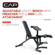 CAP Deluxe Adjustable Utility Weight Bench with Preacher Curl and Leg Press Attachment
