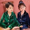 thumbnail image 2 of Conjunto de Pijamas de terciopelo Coral para niños y niñas, ropa de dormir de franela cálida de manga larga, traje de año nuevo para el hogar, Navidad, Invierno, 2 of 4