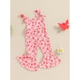 thumbnail image 3 of Nygoyerh Toddler Little Girls Sweet Bell Bottom  Jumpsuit Flower Print Sleeveless Tie-Up Straps Romper Pants 6M 12M 18M 24M 3T 4T Kids Cute Summer Flare Overalls, 3 of 8