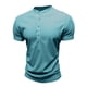 thumbnail image 5 of Tops para hombre, blusas y camisas de manga corta con cuello redondo para hombre, jersey informal de medio botón con cuello redondo y manga corta de color liso a la moda para hombre, top de poliéster, 5 of 8