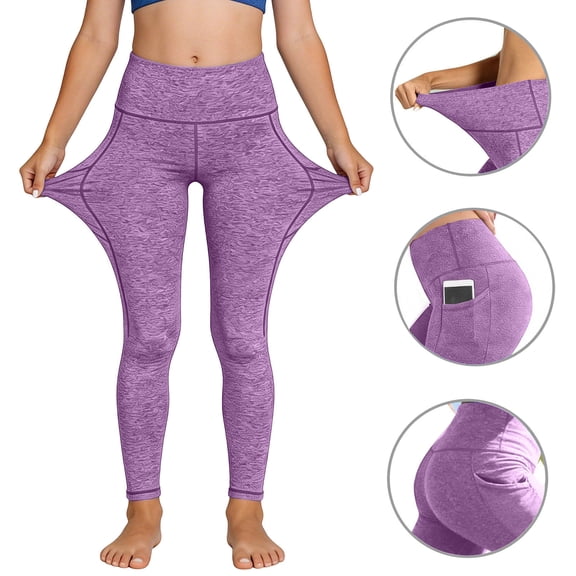 ATOGUTA Girls Leggings With Pocket Summer Yoga Pants Stretchy Opaque Activewear for School & Sports Size 4T-13, Purple