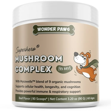 Organic Mushroom Complex for Dogs-Turkey Tail, Reishi, Lions Mane-Immunity, Allergy Support-90ct