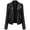 Black, variant on Women's Slim Fit Studded PU Leather Jacket Streetwear Zipper Front Long Sleeve