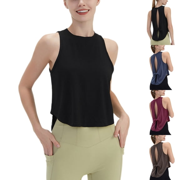 ZZwxWA Workout Tops for Women Crop Tank Tops Sleeveless Cool Dry Loose Athletic Shirts for Running Yoga Gym Womens Vest