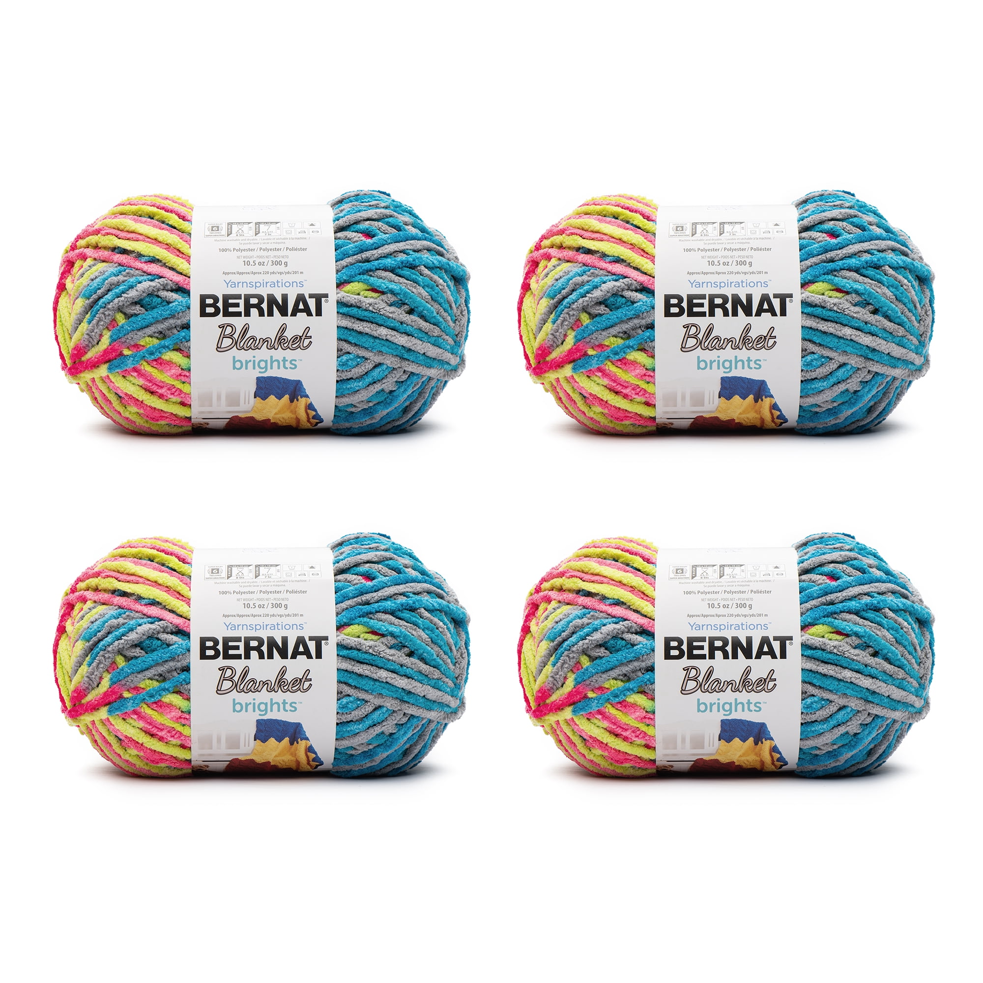 Bernat® Blanket Brights™ 6 Super Bulky Polyester Yarn, Bright Lights 10.5oz/300g, 220 Yards (4