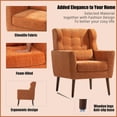 thumbnail image 2 of SESSLIFE Classic Orange Leather Upholstered Accent Arm Chair Soft Barrel Club Chairs for Living Room Comfy Single Sofa Office Guest Chatting Chair with Solid Wood Legs and Nailhead for Bedroom, 2 of 6