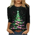 thumbnail image 2 of Jsaierl Womens Christmas Shirts Plus Size Xmas Tree Graphic Tees Stretch Round Neck T-shirt 3/4 Sleeve Dressy Casual Blouse Tops Christmas Costumes, 2 of 4