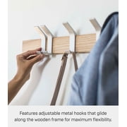 Yamazaki Home Wall-Mounted Coat Rack, Ash, Steel + Wood