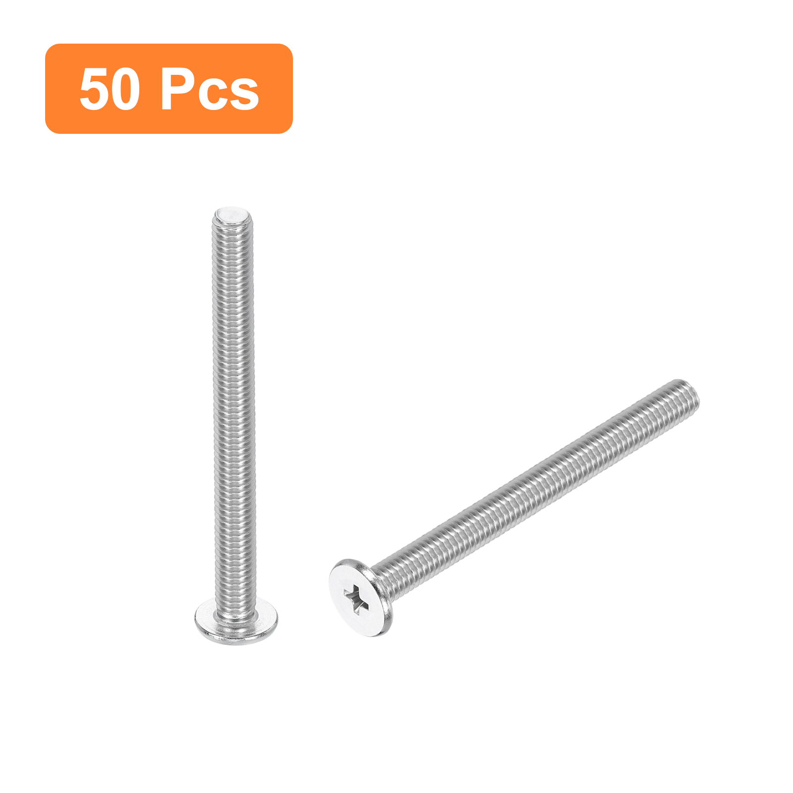 M6-1 x 65mm 50Pack Metal Flat Round Head Screws Phillips Drive Machine Bolt