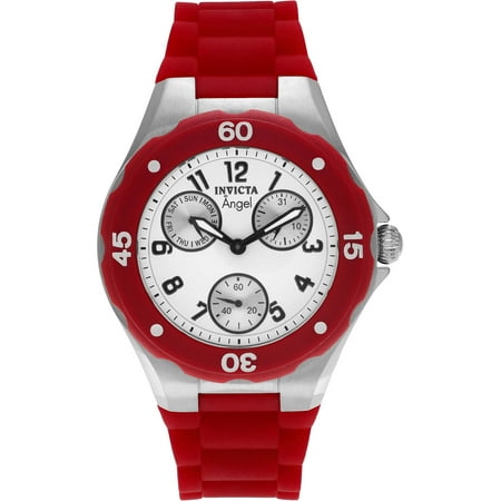 Invicta Women's Stainless Steel 0701 Angel Chronograph Dial Dress Watch, Silicone Strap
