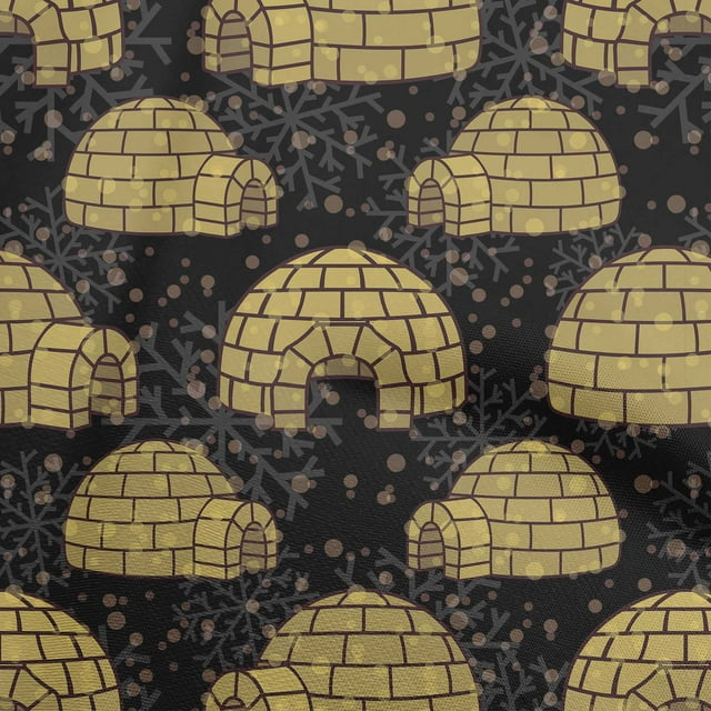 oneOone Cotton Silk Black Fabric Igloo Sewing Craft Projects Fabric Prints By Yard 42 Inch Wide