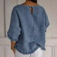 thumbnail image 4 of Plus Size Tops for Women Dressy One Shoulder Round Neck Ruffled Hem Mid Sleeve and Linen Top Casual Ruffle Solid Short Sleeve Blouse Tops for Women Summer Tops with Sleeves for Women 2025 Vacation, 4 of 5