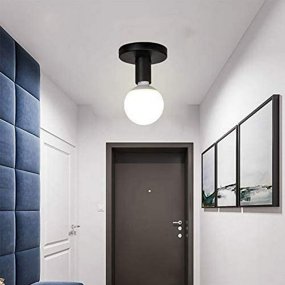 E27 Douille D'ampoule En Métal E27 Douille De Lampe Support Base Pour Lampe Support Douille E27 Murale Plafonnier Lampe De Plafond Pour Bague Plafond Couloir Chambre Salle À Manger, Noir