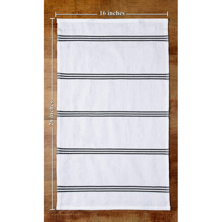 Sticky Toffee Cotton Terry White Kitchen Dish Towel, 4 Pack, 28 x 16