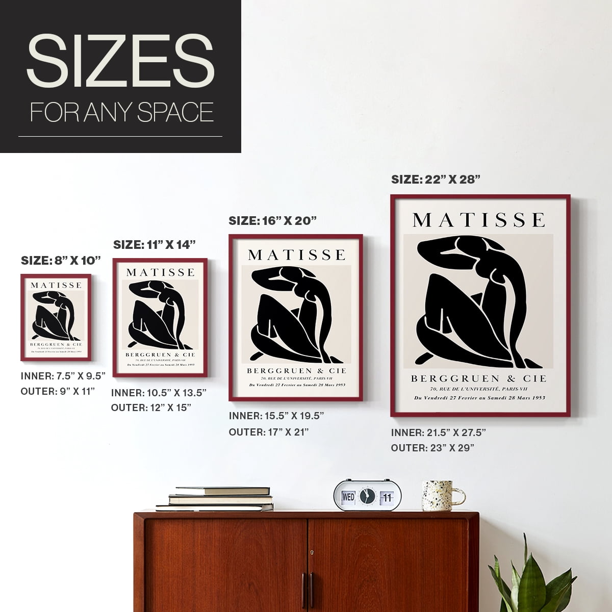 Matisse CDXC in Red Solid Wood Framed Print No Nail Hanging