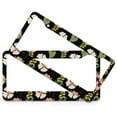 thumbnail image 2 of 2 Pieces Floral Abstract Pink Black Blossom Spring License Plate Frames Floral Flowers Seamless License Plate Cover Front Plates Frames Car Tag Frame Quality Aluminum for Women Men, 2 of 6