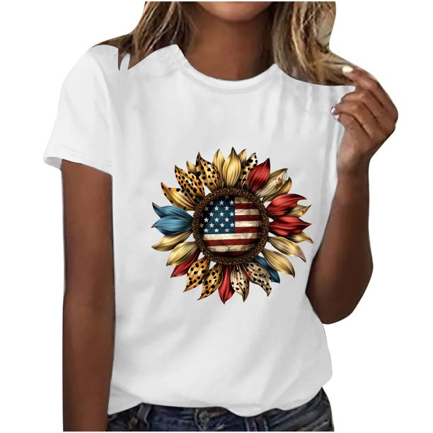 Fiudx Tops para Mujer Camisas de Manga Corta para Mujer, Estilo Independiente, para Mujer