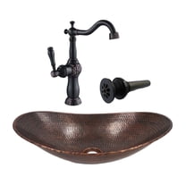 18" Oval Copper Vessel Bath Sink (Combo)