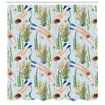 thumbnail image 3 of Under the Sea Shower Curtain, A Woman and a Man Diving Under the Sea Coral Reef Sea Plants, Fabric Bathroom Set with Hooks, 69W X 84L Inches Extra Long, Pale Blue and Multicolor, by Ambesonne, 3 of 3