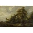thumbnail image 2 of François van Knibbergen 24x17 Black Ornate Framed Double Matted Museum Art Print Titled: Road in the Woods with Staffage Figures, 2 of 5