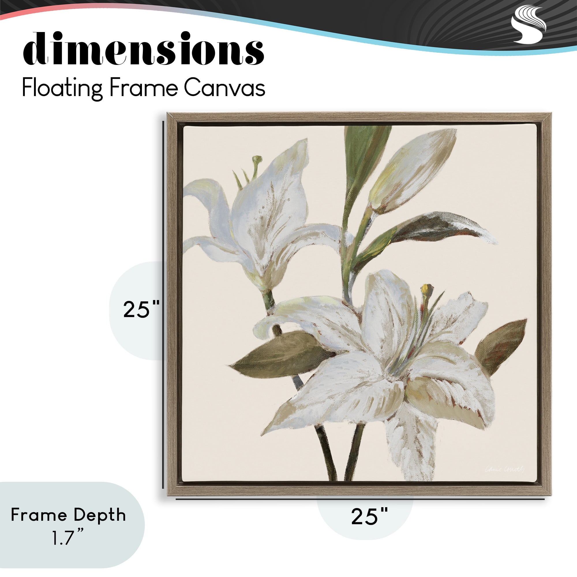 Stupell Industries Lilies Soft Beige Brown Framed Floater Canvas Wall Art, design by Lanie Loreth
