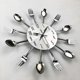 thumbnail image 3 of Kitchen Wall Clock, 3D Removable Modern Creative Cutlery Kitchen Spoon Fork Wall Clock Mirror Wall Decal Wall Sticker Room Home Decoration, 3 of 4