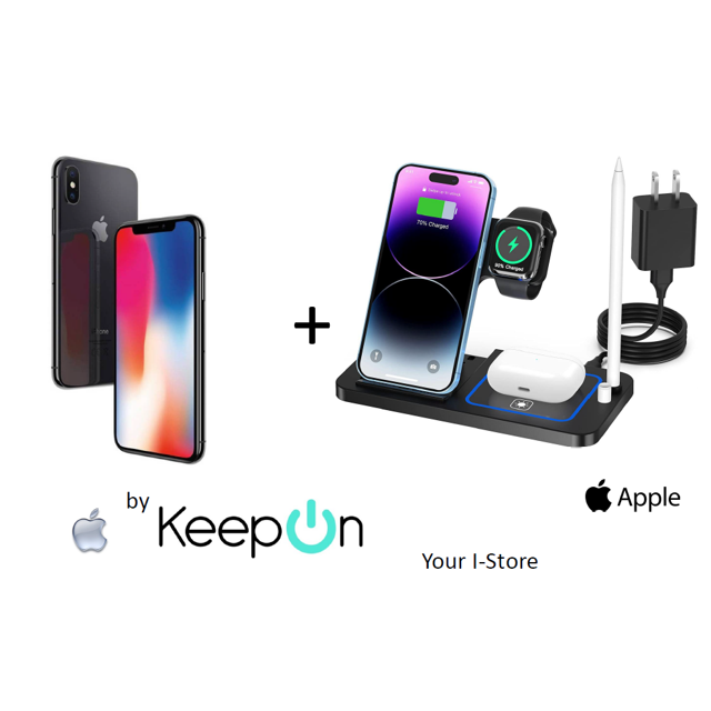 IPHONE X 64 (Incluye Estacion Inalambrica KeepON de carga rapida 4 en 1 ) SPACE GRAY GRIS Apple REACONDICIONADO