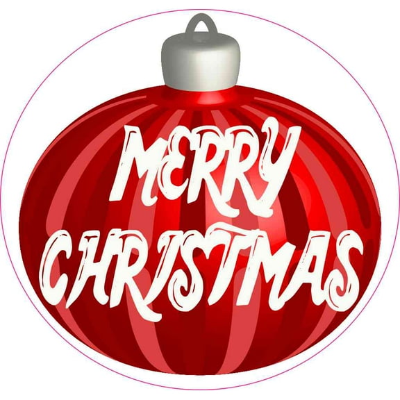 3.25in x 3.25in Red Ornament Merry Christmas Sticker Vinyl Vehicle Decal