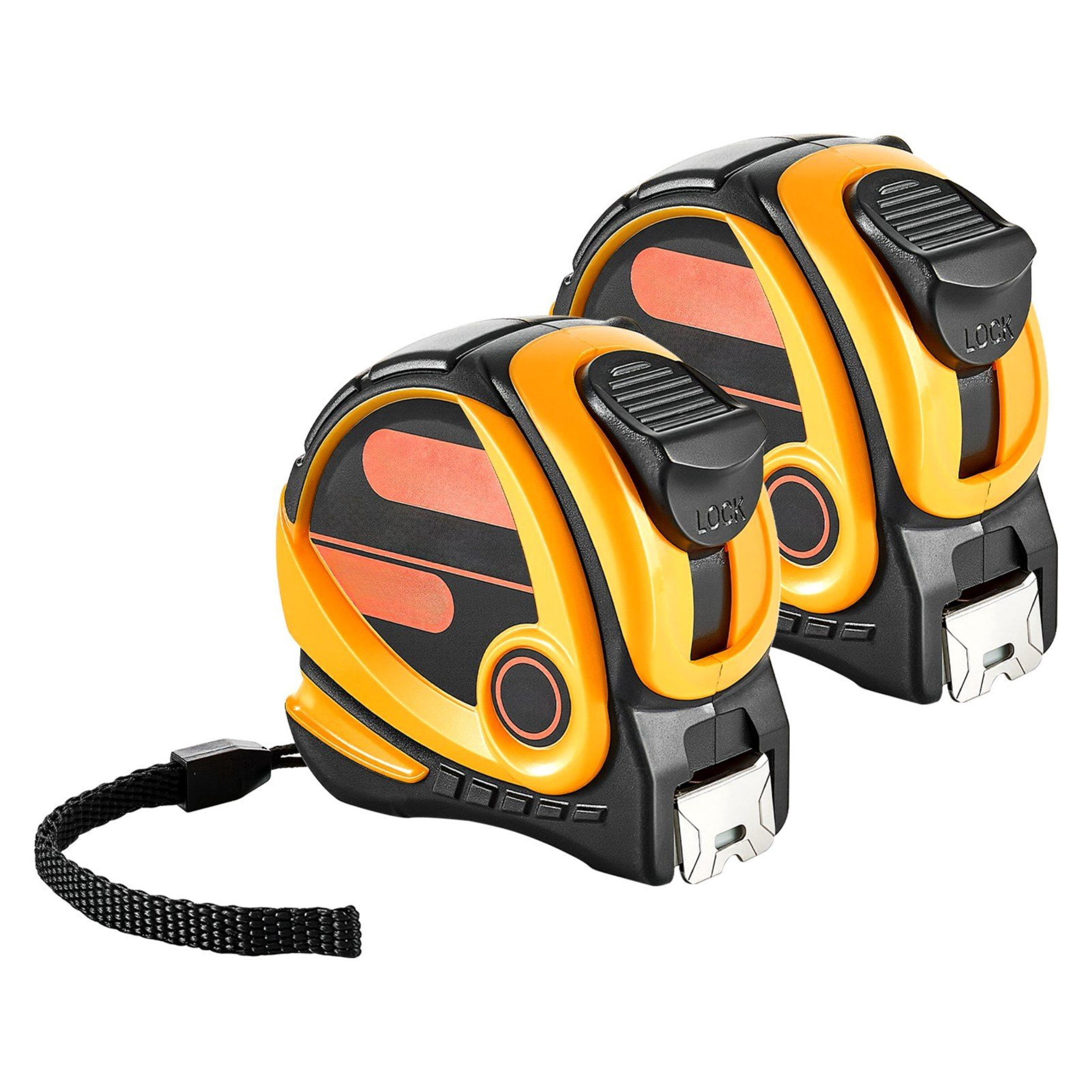 Yellow 2-piece Long Tape Measure, Extendable, with Dual Scales for Both Imperial and Metric Feet/meters, ABS Casing, Suitable for Home Use and Designers.
