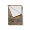 thumbnail image 2 of Whale Soft Flannel Fleece Throw Blanket, Steampunk Mammal Flying in the Air Moons and Stars Hand Drawing, Cozy Plush for Indoor and Outdoor Use, 70" x 90", Brown and White, by Ambesonne, 2 of 6