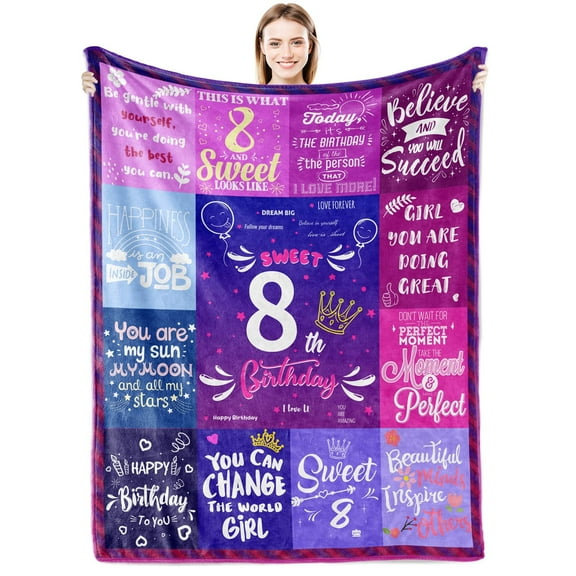 LHSHID 8 Year Old Girl Gifts Blanket Gifts for 8Th Birthday Gifts for 8 Year Old Girls Fleece Blankets Gift 30x40in