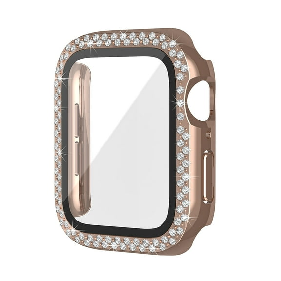 Worryfree Gadgets Bling Bumper Case with Screen Protector for Apple Watch Rose Gold 40mm