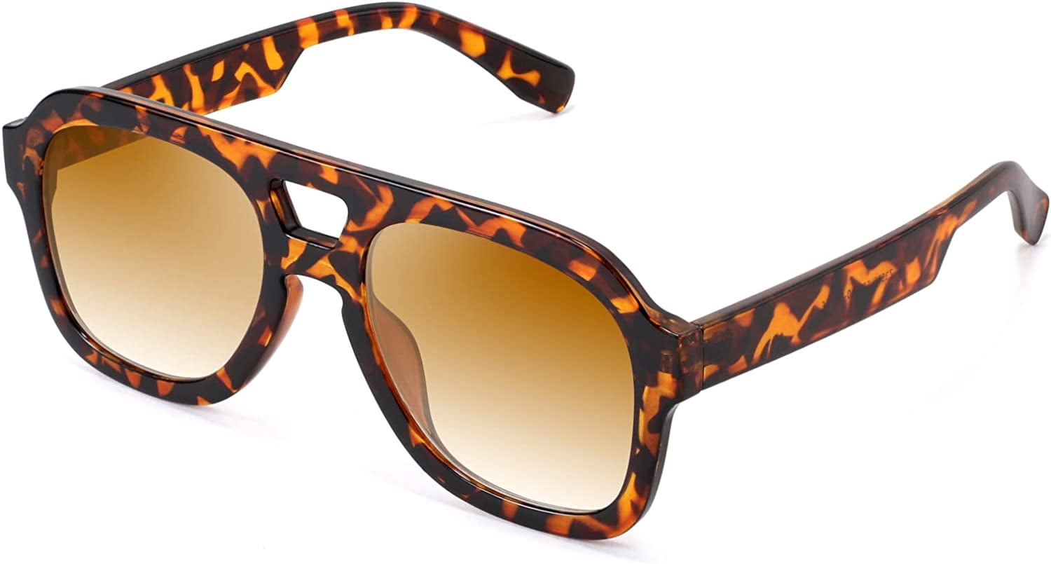 Polarized Square Sunglasses with UV400 TAC Lenses, Retro Frame Metal Square Frame Sunglasses Big Tr90 Double Bridge  main image 3