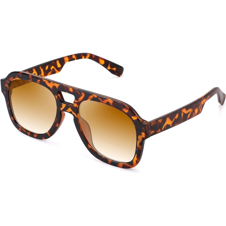 Oversized Aviator Sunglasses Double Bridge UV400 Retro Unisex Amazon.com: FEISEDY Vintage Pilot Sunglasses Double Bridge  main image 3