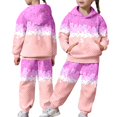 thumbnail image 2 of Kids Printed Hoodie Set - Pullover Hooded Sweatshirt & Matching Joggers, Fun & Comfy Casual Outfit for Boys & Girls Purple Pink 130, 2 of 4