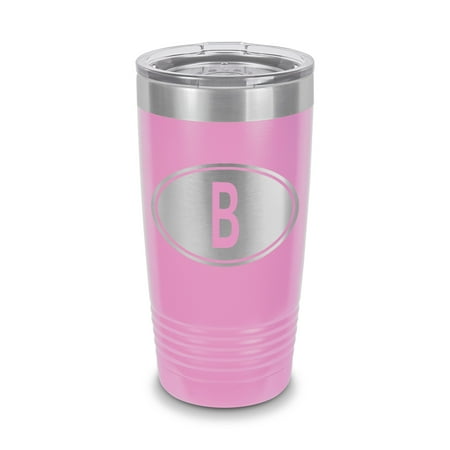 

Belgium Oval Tumbler 20 oz - Laser Engraved w/ Clear Lid - Stainless Steel - Vacuum Insulated - Double Walled - Travel Mug - country code b euro - Light Purple