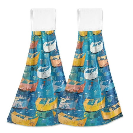 

2 Bathroom Towels Kitchen Towels 18.2x14In Velcro Hand Wipes Dish Cloths & Dish Towels Washroom Towels Face Towel Hand Wipes Colorful Cartoon Boat1