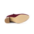 thumbnail image 3 of BLISSFUL STEP Ankle Boots Solid Round Toe Side Zip Buckle Heels Burgundy 9, 3 of 8