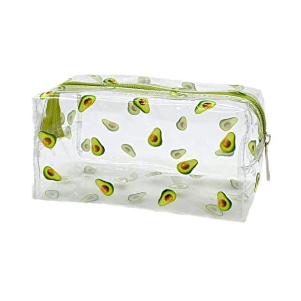 Xiao Hua Bolsas de maquillaje transparentes con forma de fruta para mujeres y niñas, neceser de viaje transparente, organizador de artículos de tocador, estuche de maquillaje estilo aguacate.
