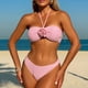 thumbnail image 4 of Traje de baño para mujer, bikini floral de color liso para mujer, traje de baño de playa de tres piezas con cuello colgante, trajes de baño para mujer, 4 of 7