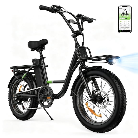 750W Motor Step-Thru Cargo Ebike for Adults,62 Miles Range 20*3" Tires Electric Mountain Bike,48V 20Ah Battery,Black