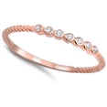 thumbnail image 4 of CHOOSE YOUR COLOR Rose Gold-Tone White CZ Wedding Ring .925 Sterling Silver Thin Band Female Size 6, 4 of 4