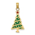 thumbnail image 1 of FB Jewels 14K Yellow Gold Green Christmas Tree with Red Enamel Star Pendant, 1 of 4